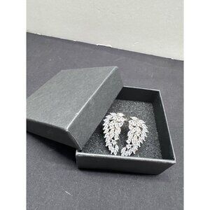 Elegant Sterling Silver Angel Wing Earrings With Sparkling Cubic Zirconia Stones